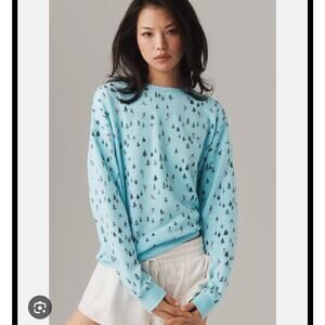 NWT BEACH RIOT ANTHROPOLOGIE Devyn Alpine Crewneck Sweatshirt Ski Blue medium